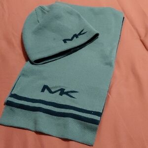 Michael Kors Blue Beanie and Scarf Set